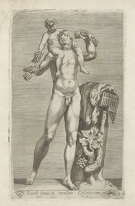 Sochař van Silenus se setkal s jongem Bacchusem op zijn schouders Socha Bakcha v zahradě Caesarů (název na objektu) Starožitné sochy v Římě (název série) Ikony starověkých soch města Říma, které jsou vidět na veřejných místech (název série) od Anonymous