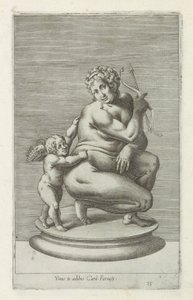 Sochařka van Venus en Amor Venuše v domě kard. Farnesii (název na objektu) Starožitné sochy v Římě (název série) Ikony starověkých soch města Říma, které jsou vidět na veřejných místech (název série) od Anonymous