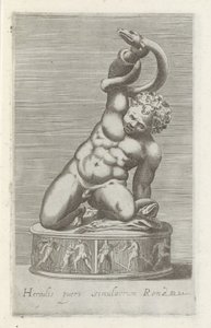Sochař van de jonge Hercules se v bitvě setkal s een slangem Socha Herkula, dítěte Říma (titul na předmětu) Starožitné sochy v Římě (název série) Ikony starověkých soch města Říma, které jsou vidět na veřejných místech (název série) od Anonymous