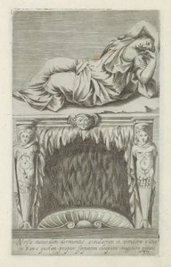 Sculptuur van de sleepende Ariadne boven een schouw Obraz jisté spící nymfy ve vatikánské zahradě v Římě je některými považován za obraz Kleopatry kvůli hadovi (název na předmětu) Starožitné sochy v Římě (název série) Starověké sochy města od Anonymous