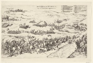 Slag op de Mookerheide, 1574 Bitva u Mochu, pod komendátorem Maggiore An.o 1574 (název na objektu) od Anonymous