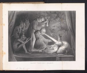 Karikatura ve studentském almanachu v Leidenu, 1844 Noc před zkouškou (název na předmětu) od Anonymous