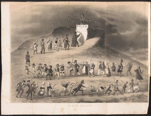 Karikatura ve studentském almanachu v Leidenu, 1854 Jádro národa (název na objektu) od Anonymous