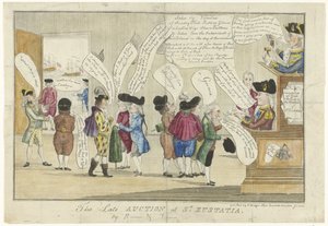Karikatura Angličanů na sv. Eustatius, 1781 Pozdní aukce v St. Eustatia (název na objektu) od Anonymous