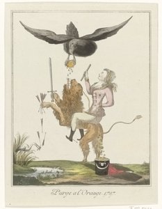Karikatura holandské platby Prusku, 1787 Očistěte l