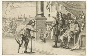 Karikatura neúspěšného útoku na Ostende, 1658 Dialog Ostenden (název na objektu) od Anonymous