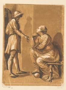 Stojící muž a sedící žena Umělec Raphael a jeho milenka od Anonymous