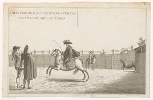 Toreadoři v aréně Coleccion de las principales suertes de una corrida de toros (název série na objektu) Sbírka nejdůležitějších býčích manévrů (název série) od Anonymous