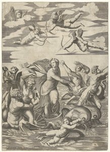 Triomf van Galatea se setkal s tritony v nereïden v putti od Anonymous