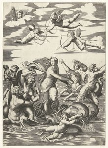 Triomf van Galatea se setkal s tritony v nereïden v putti od Anonymous