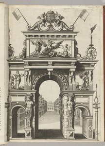Triumfální brána s Ernstem zachraňujícím Belgicu z Discordie, 1594 od Anonymous