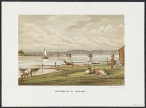 Waal most poblíž Zaltbommel, 1869 Železniční most v Zaltbommel (název na objektu) Hlavní železniční mosty v Nizozemsku (název série) od Anonymous