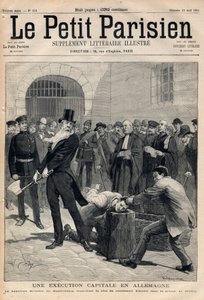 Kapitálová exekuce v Německu. Kat Friedrich Reindel (1824-1908) z Magdeburgu, který v berlínské věznici řeže hlavu odsouzence Klausina. Rytina v „“Le petit Parisien““ z 19.4.1891. Soukromá sbírka. od Anonymous Anonymous