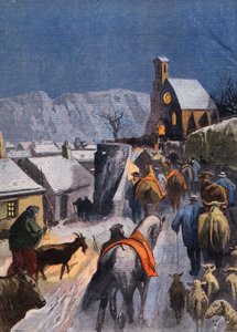 Zvyk v Cevennes: Vánoce Betes. Rytina z novin "" Le Peute Parisien ", 27.12.1908. Soukromá sbírka. od Anonymous Anonymous