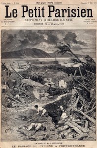 Katastrofa na Martiniku: průchod cyklónu ve Fort-de-France (Fort de France) v roce 1891. Rytina v „“Le petit Parisien““ ze srpna 1891. Soukromá sbírka. od Anonymous Anonymous