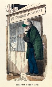 Veřejný spisovatel v roce 1840 v Paříži, rytina, soukromá sbírka - Veřejný spisovatel v Paříži od Anonymous Anonymous