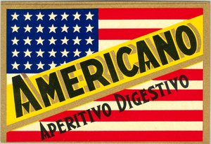 Reklama na italský krátký nápoj Americano s americkou vlajkou od Anonymous Anonymous