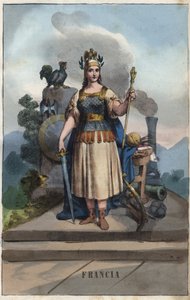 Alegorie Francie - rytina z „“ Zvyků a tradic všech národů vesmíru. Tedy Dějiny vlády, zákonů, milicí, náboženství všech národů od nejvzdálenějších dob až po současnost „1856 od Anonymous Anonymous