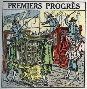 Zvířecí trakce: přepravní křeslo narušující provoz. Anonymní ilustrace z roku 1925. Soukromá sbírka. od Anonymous Anonymous