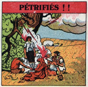 Atmosférická elektřina: lidé zasažení elektrickým proudem zůstávají zkamenělí. Anonymní ilustrace z roku 1925. Soukromá sbírka. od Anonymous Anonymous