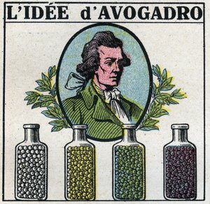 Atomy: Idea Amedea Avogadra (1776-1856). Anonymní ilustrace z roku 1925. Soukromá sbírka. od Anonymous Anonymous