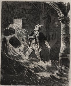 Pokus o útěk z Toulon Bagne v 19. století. Rytina do „Historie trestanců od jejich vzniku až po současnost“ (1877) od Pierra Zacconeho (1817-1895) (Colonia Penale - Trestná kolonie). Soukromá sbírka. od Anonymous Anonymous