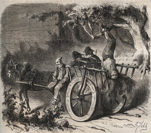 Odvážný útěk síly z Toulon Bagne v 19. století. Rytina do „Historie trestanců od jejich vzniku až po současnost“ (1877) od Pierra Zacconeho (1817-1895) (Colonia Penale - Trestná kolonie). Soukromá sbírka. od Anonymous Anonymous