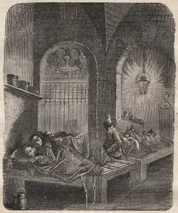 Brestská věznice v noci. Rytina do „Historie odsouzených od jejich vzniku až po současnost“ (1877) od Pierra Zaccone (1817-1895) (Colonia Penale - Trestná kolonie). Soukromá sbírka. od Anonymous Anonymous