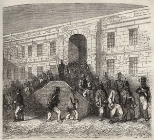 Brestská věznice v 19. století. Rytina do „Historie trestanců od jejich vzniku až po současnost“ (1877) od Pierra Zacconeho (1817-1895) (Colonia Penale - Trestná kolonie). Soukromá sbírka. od Anonymous Anonymous