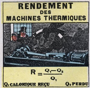 Kalorimetrie: účinnost tepelných strojů. Anonymní ilustrace z roku 1925. Soukromá sbírka. od Anonymous Anonymous