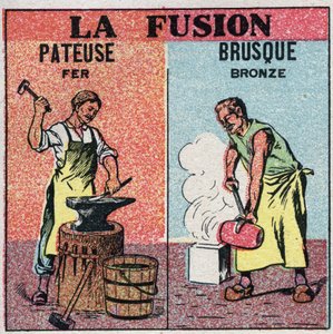Změny skupenství: stínové tavení železa a náhlé tavení bronzu. Anonymní ilustrace z roku 1925. Soukromá sbírka. od Anonymous Anonymous