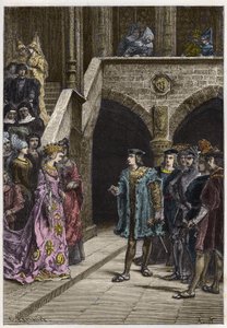 Karel VIII. a Anna Bretaňská – Setkání krále Karla VIII. (1470-98) a královny Anny Bretaňské – rytina z „“Historie Francie vyprávěná mým vnoučatům““ – od Francoise Guizota – 1872-1876 od Anonymous Anonymous