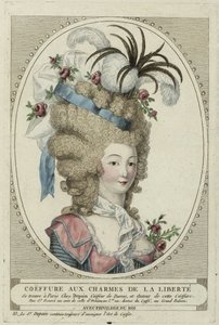 Účes Aux Charmes De La Liberte, Anonym. mědirytina, akvarel, c. 1790, Soukromá sbírka od Anonymous Anonymous