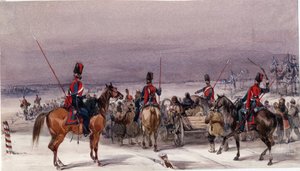 Kozáci převážející deportované - Anonymní - 1831 - Akvarel na papíře - 13,9x24,3 - Soukromá sbírka od Anonymous Anonymous