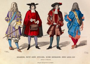 Kostýmy lorda, abbého, důstojníka a bohatého měšťana v Paříži za vlády krále Ludvíka XIV. v 17. století - soukromá sbírka od Anonymous Anonymous