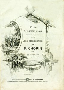 Obálka „Tři mazurky pro klavír, Opus 50““ věnovaná Leonu Szmitkowskému složil Frederic Chopin (1810-1849). od Anonymous Anonymous