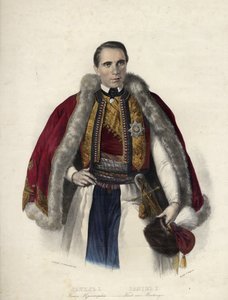 Daniel de Montenegro (1826-1860) (Danilo Aleksander Petrovic Njegos) - Danilo I, princ Černé Hory - Anonym - 1853 - Litografie, akvarel - 40,7x30,9 - Soukromá sbírka od Anonymous Anonymous