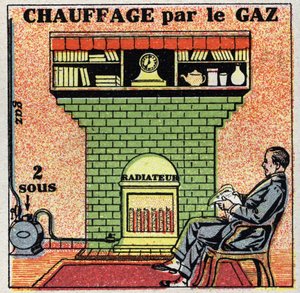 Vytápění bytu: plynové topení. Anonymní ilustrace z roku 1925. Soukromá sbírka. od Anonymous Anonymous