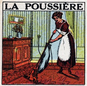 Domácí využití elektřiny: vysavač na prach. Anonymní ilustrace z roku 1925. Soukromá sbírka. od Anonymous Anonymous