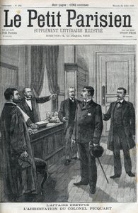 Dreyfusův případ, v roce 1898, zatčení podplukovníka Georgese Picquarta (1854-1914). V „le petit Parisien“ z roku 1898. od Anonymous Anonymous