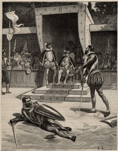 Duel mezi Francois de Vivonne de la Chataigneraie a Guy de Chabot, baron de Jarnac v Saint Germain en Laye, Francie 10. července od Anonymous Anonymous