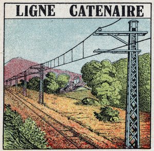 Elektrické dráhy: Catennial line. Anonymní ilustrace z roku 1925. Soukromá sbírka. od Anonymous Anonymous