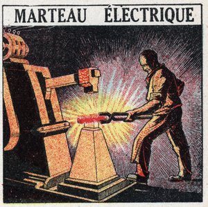 Elektrické nářadí: elektrické kladivo. Anonymní ilustrace z roku 1925. Soukromá sbírka. od Anonymous Anonymous
