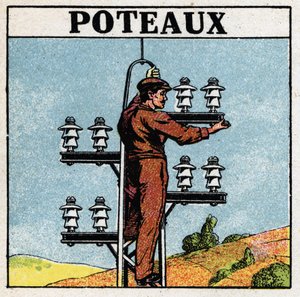Elektrické potrubí: elektrické sloupy. Anonymní ilustrace z roku 1925. Soukromá sbírka. od Anonymous Anonymous
