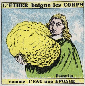 Éter (materiál): René Descartes (1596-1650) zjistil, že éter koupe těla jako voda houba. Anonymní ilustrace z roku 1925. Soukromá sbírka. od Anonymous Anonymous