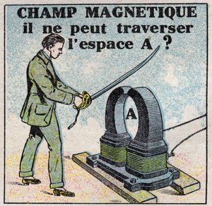 Éter (materiál): magnetické pole. Nemůže překonat prostor A? Anonymní ilustrace z roku 1925. Soukromá sbírka. od Anonymous Anonymous