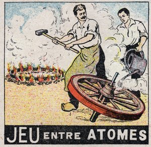 Éter (materiál): hra mezi atomy. Charrons dělá kolo. Anonymní ilustrace z roku 1925. Soukromá sbírka. od Anonymous Anonymous