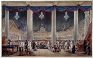 Výstava průmyslových výrobků na nádvoří Louvru v roce 1801 Kvaš a anonymní akvarel. 1801. Paříž, Musee Carnavalet od Anonymous Anonymous