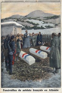 První světová válka 1914-1918 (válka 14-18). Pohřeb francouzských vojáků v Albánii. V „“Le Petite Journal“ od Anonymous Anonymous