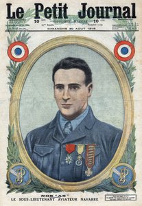 První světová válka 1914-1918 (válka 14-18). Portrét Jeana Navarra (1895-1919), letce francouzské armády. V „“Le Petité Journal“ od Anonymous Anonymous